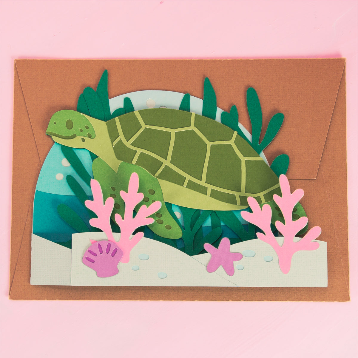 Sea Turtle Card - 3D Card SVG