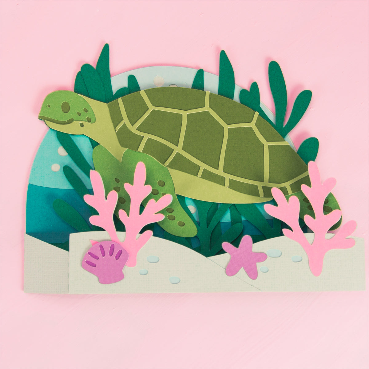 Sea Turtle Card - 3D Card SVG