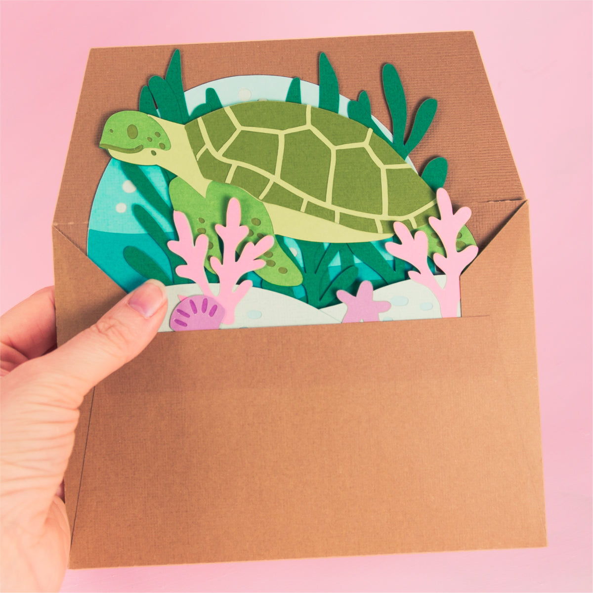 Sea Turtle Card - 3D Card SVG