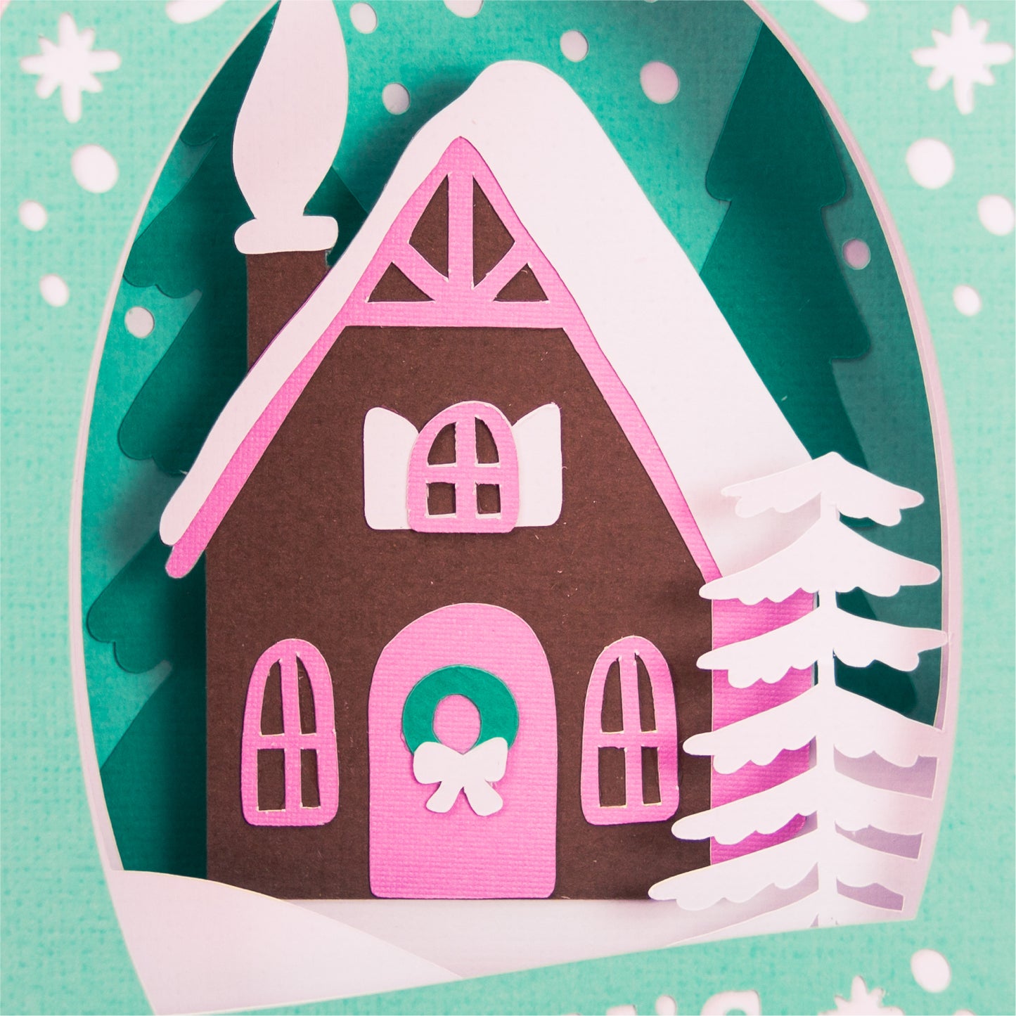 Season's Greetings Cottage Card - 3D Christmas Card SVG