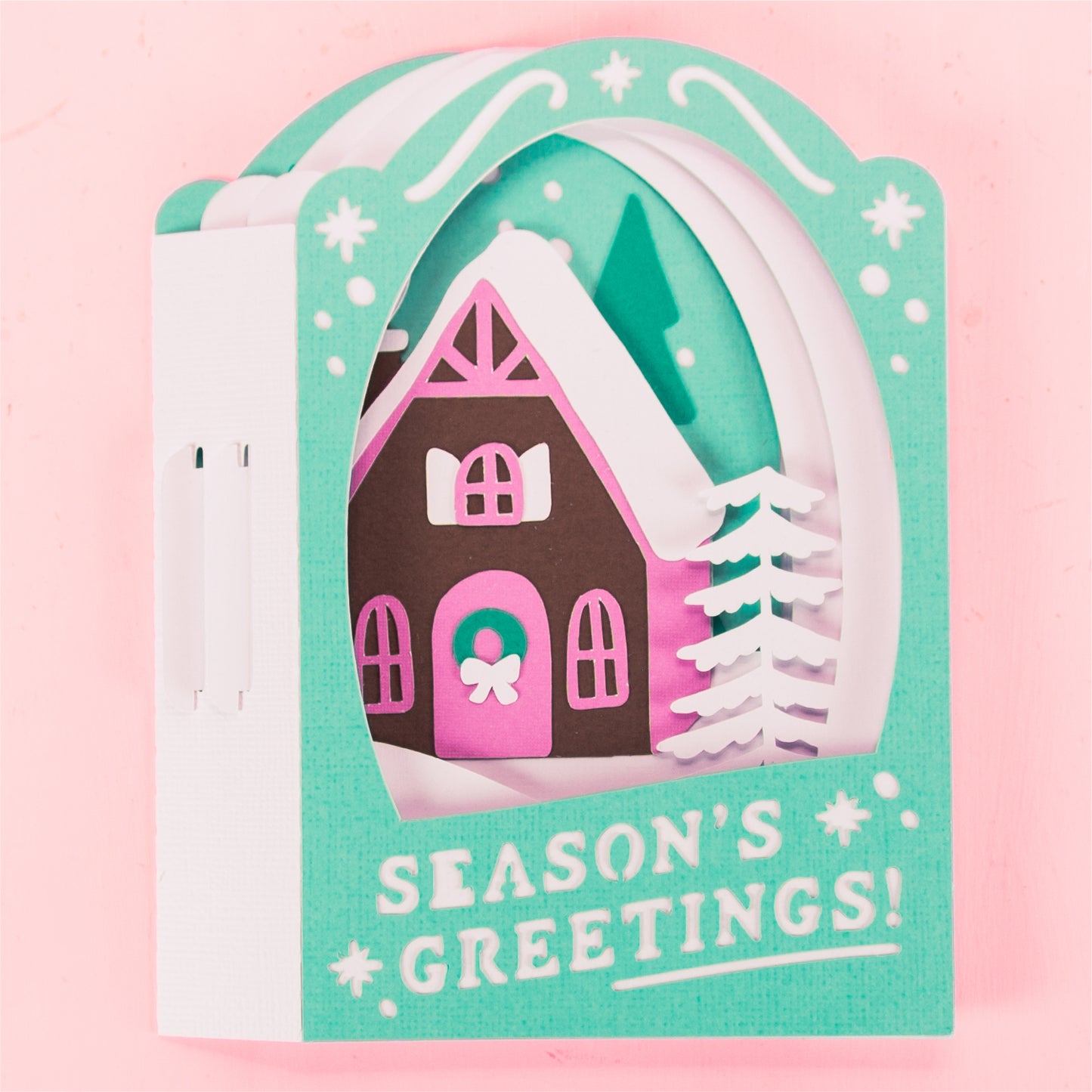Season's Greetings Cottage Card - 3D Christmas Card SVG