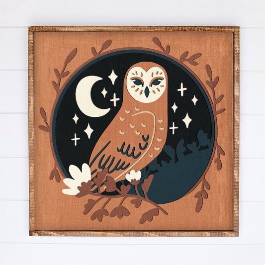 Barn Owl with Moon Shadow Box - 3D Halloween Shadowbox SVG