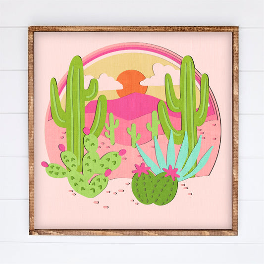 Western Desert Scene Shadow Box - 3D Shadowbox SVG