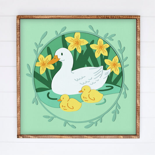 Ducks & Ducklings Shadow Box - 3D Easter and Mother's Day Shadowbox SVG