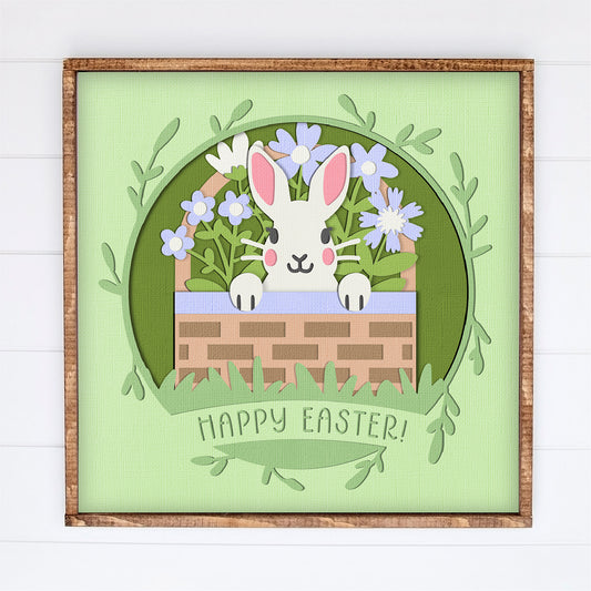 Easter Bunny in Basket Shadow Box - 3D Easter Shadowbox SVG