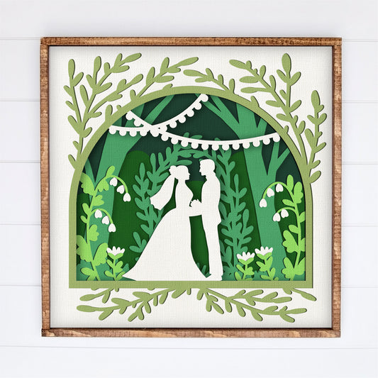 Elegant Wedding Shadow Box - 3D Marriage Shadowbox SVG