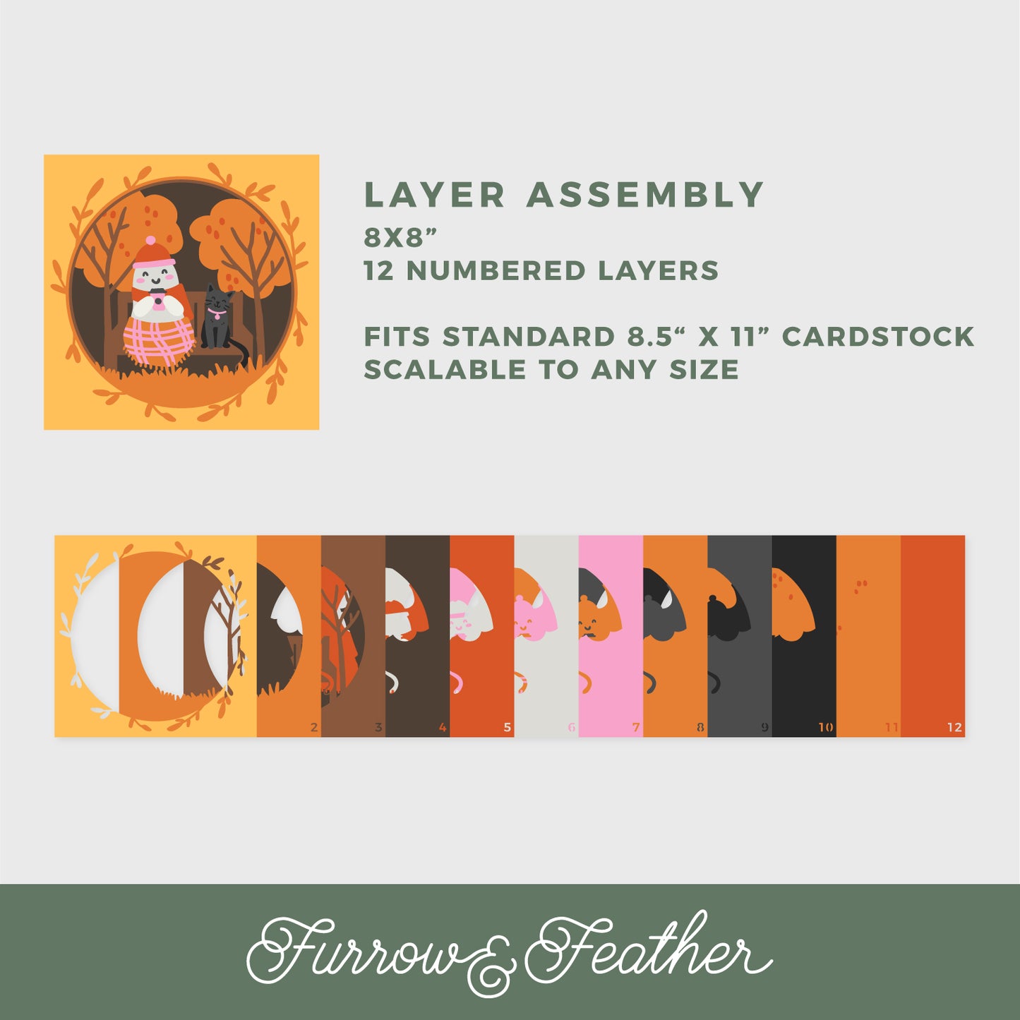 Autumn Ghost with Coffee Shadow Box - 3D Halloween Shadowbox SVG