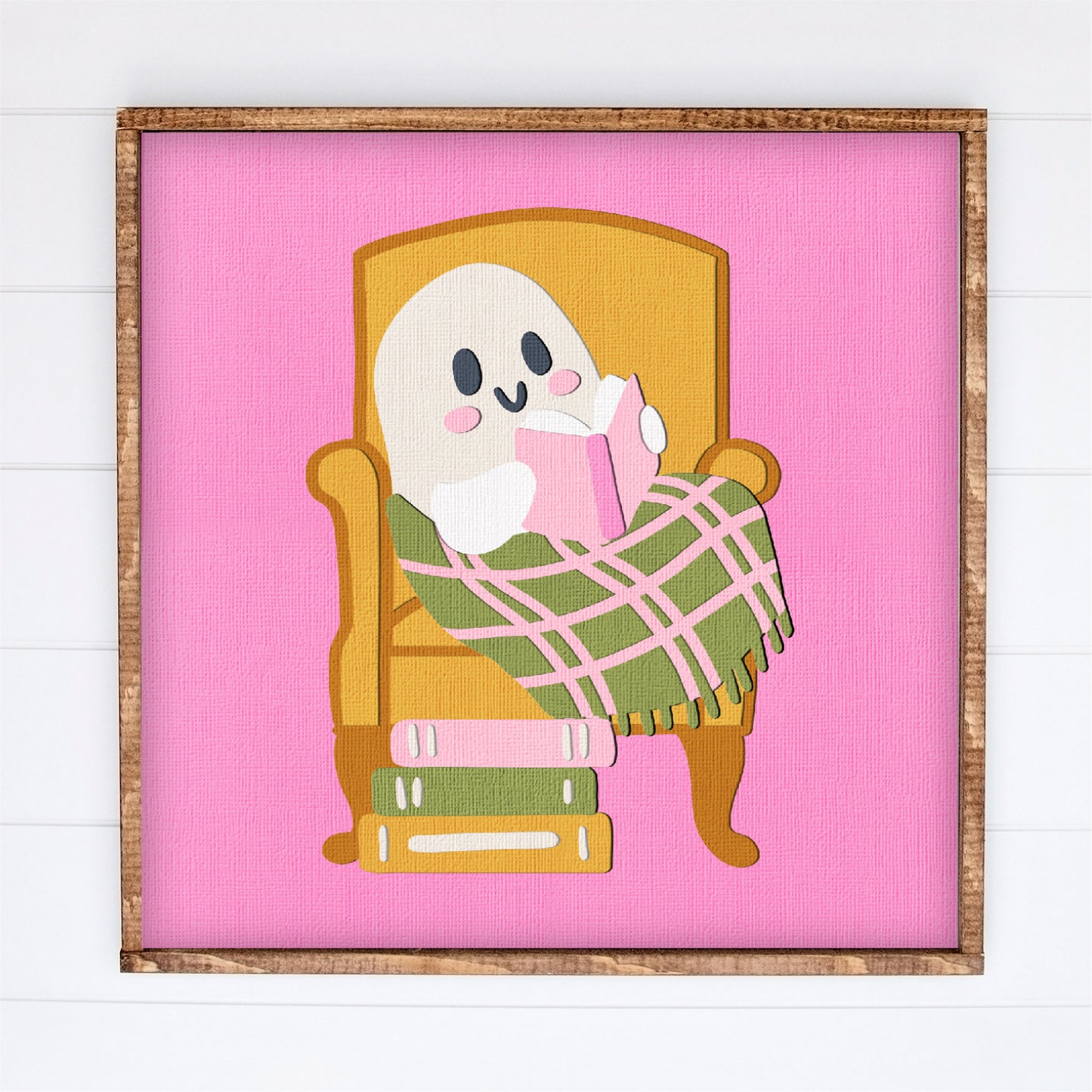 Ghost Reading in a Chair Shadow Box - 3D Halloween Shadowbox SVG