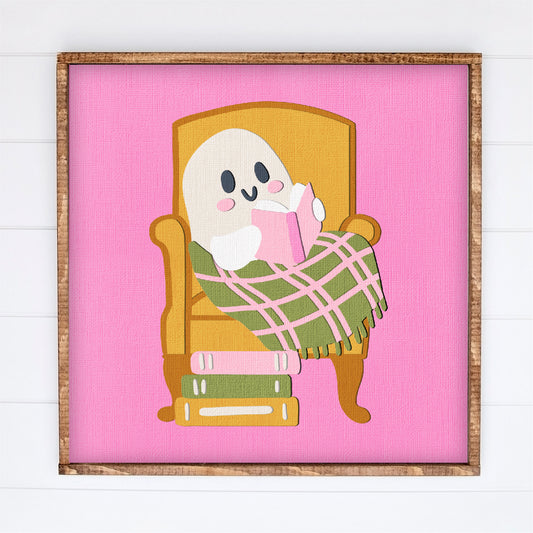 Ghost Reading in a Chair Shadow Box - 3D Halloween Shadowbox SVG