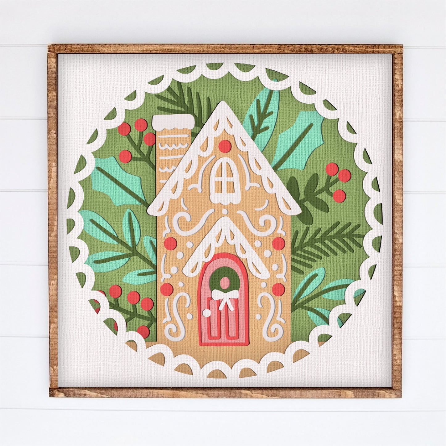 Gingerbread Cottage Shadow Box - 3D Christmas Shadowbox SVG