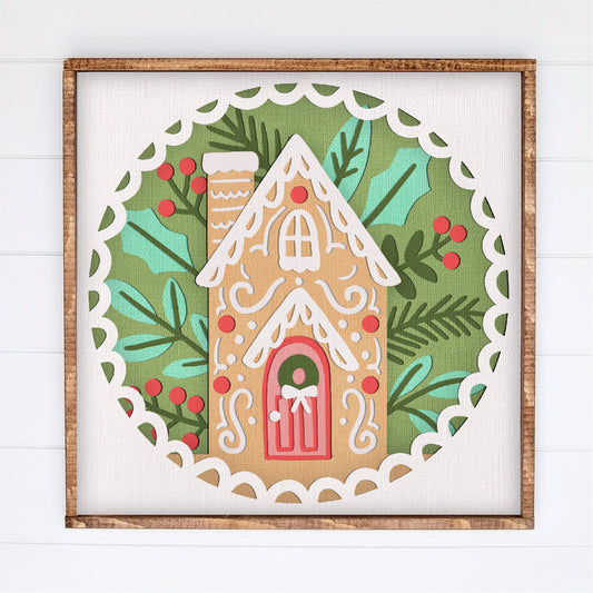 Gingerbread Cottage Shadow Box - 3D Christmas Shadowbox SVG