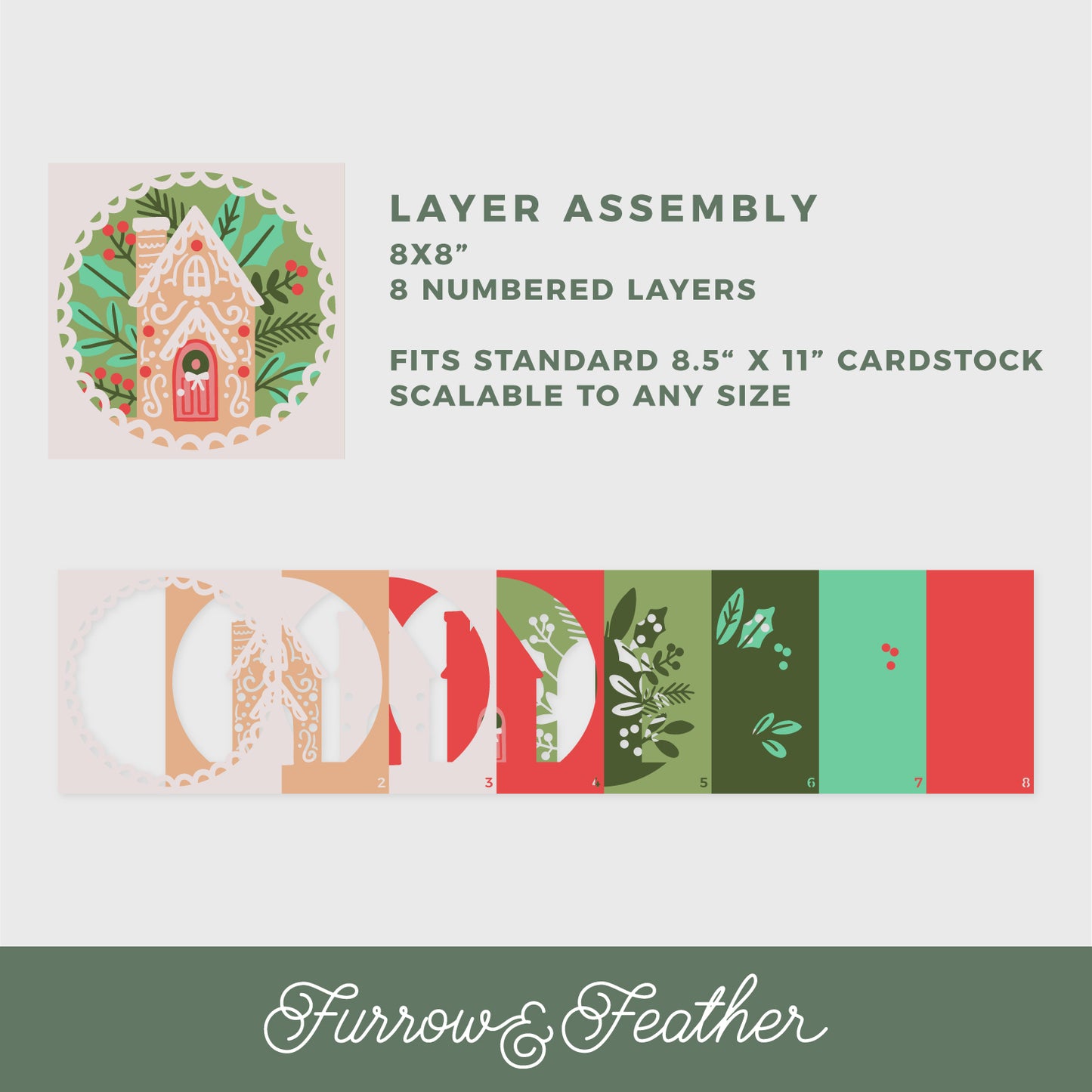 Gingerbread Cottage Shadow Box - 3D Christmas Shadowbox SVG
