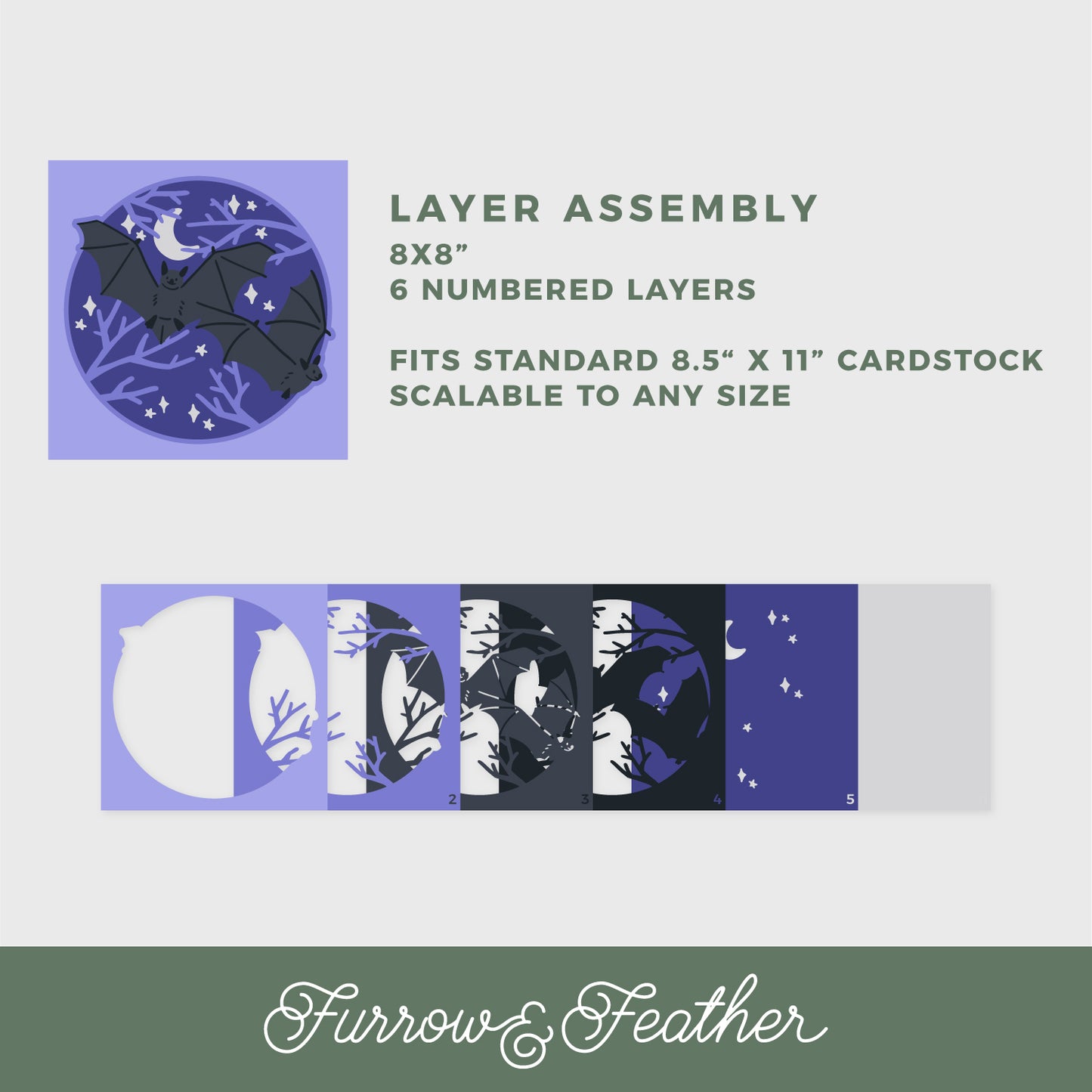 Halloween Bats Shadow Box - 3D Halloween Shadowbox SVG