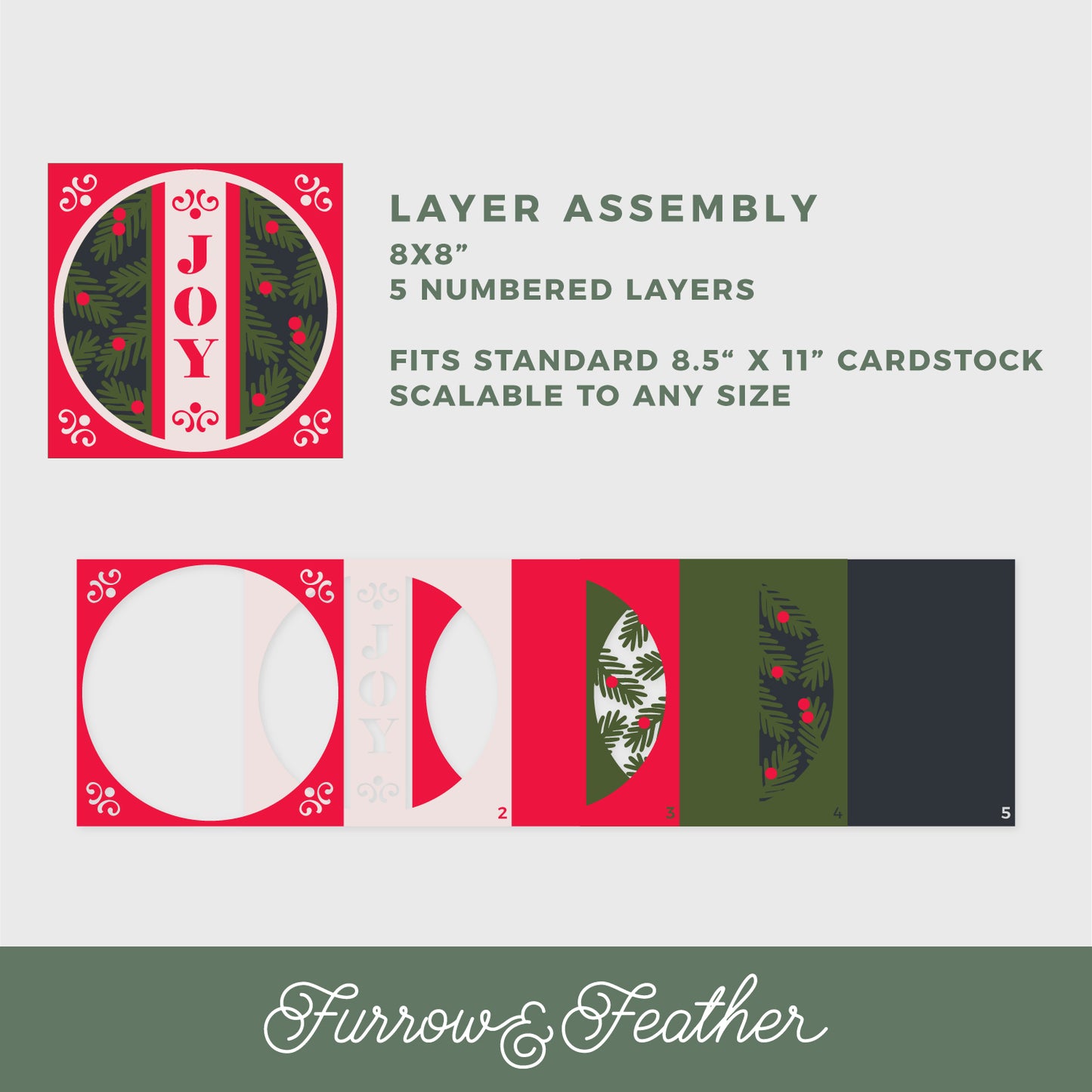 Christmas Joy Shadow Box - 3D Christmas Shadowbox SVG