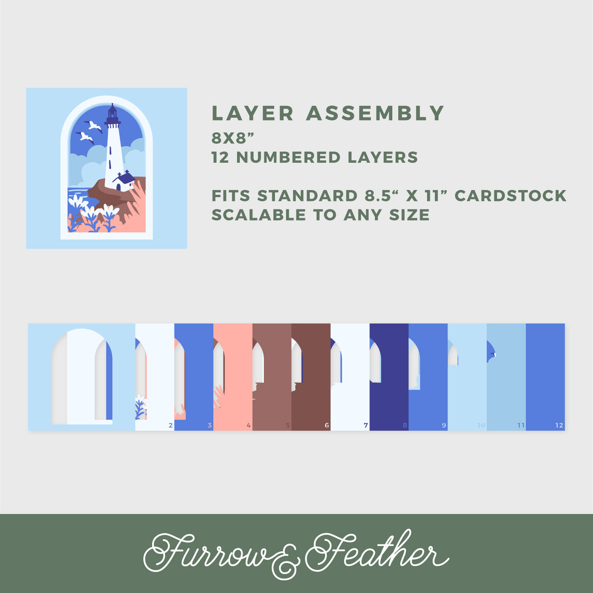 Seaside Lighthouse Shadow Box - 3D Summer Shadowbox SVG