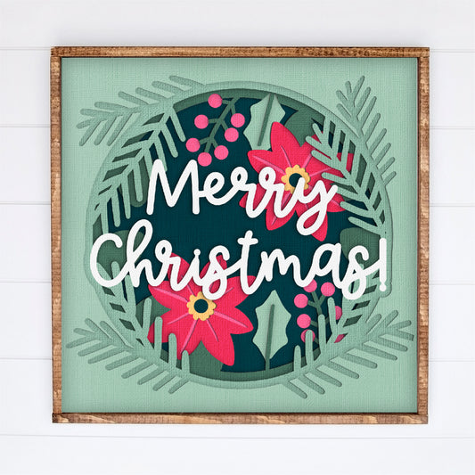 Merry Christmas Shadow Box - 3D Christmas Shadowbox SVG