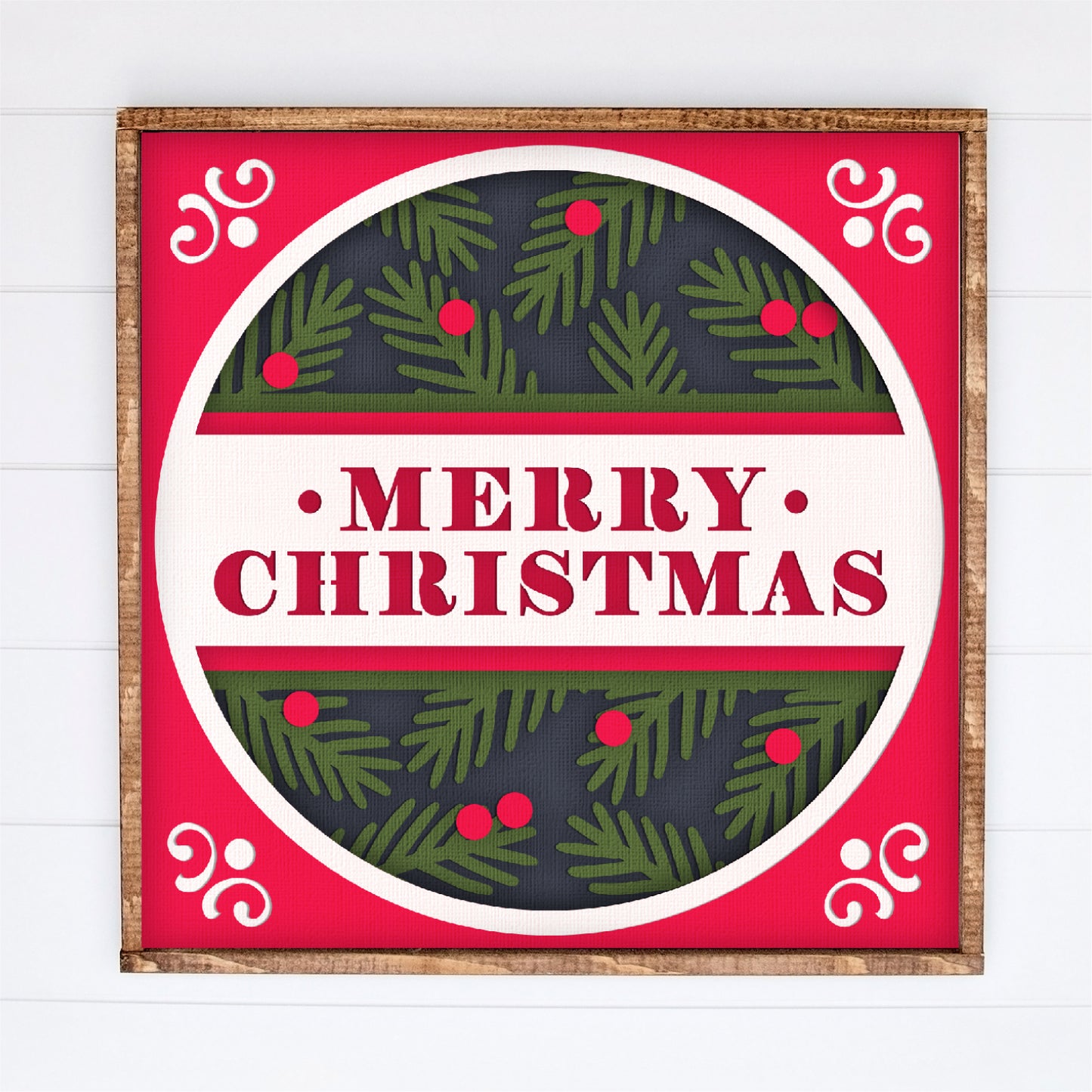 Merry Christmas Shadow Box - 3D Christmas Shadowbox SVG