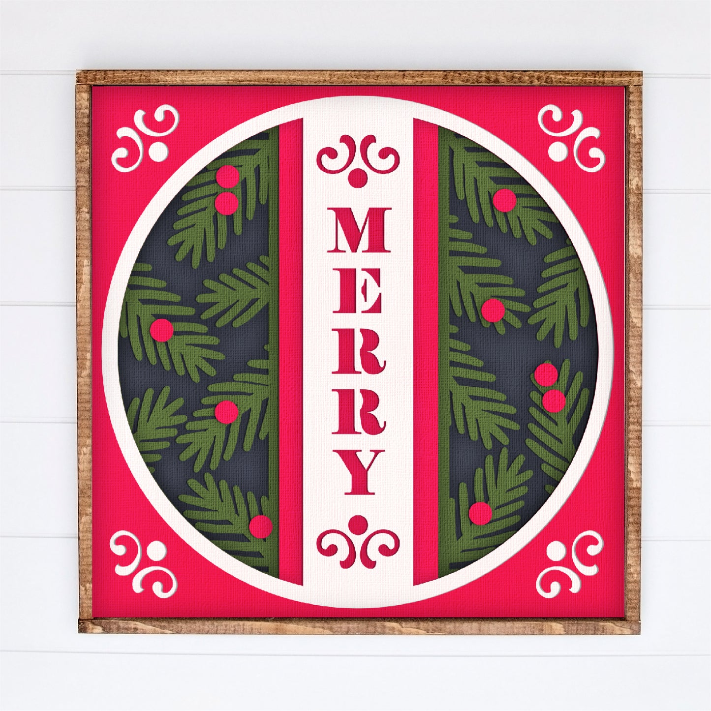 Christmas 'Merry' Shadow Box - 3D Christmas Shadowbox SVG