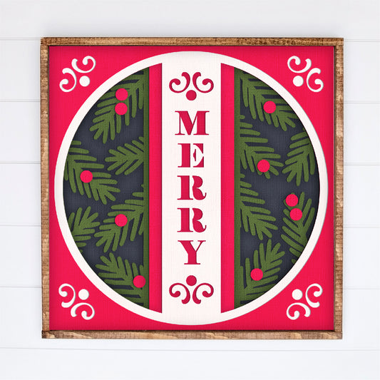 Christmas 'Merry' Shadow Box - 3D Christmas Shadowbox SVG