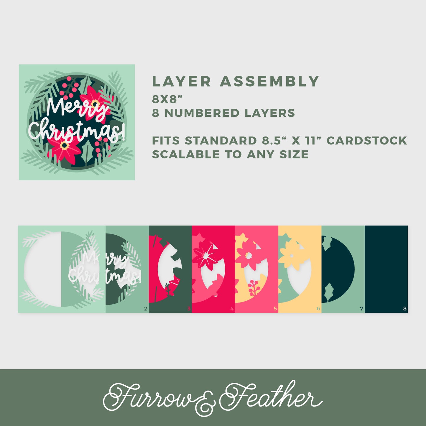 Merry Christmas Shadow Box - 3D Christmas Shadowbox SVG