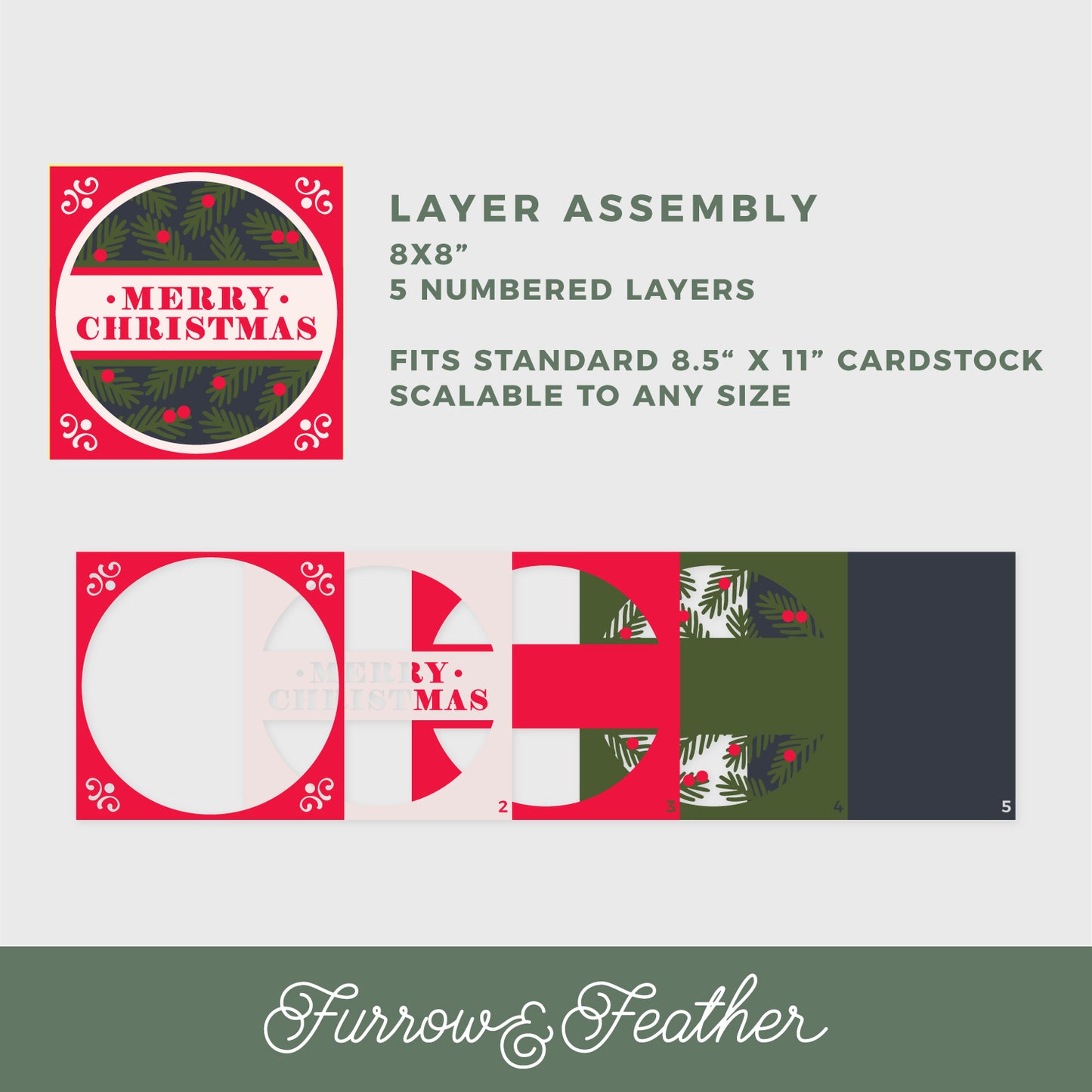 Merry Christmas Shadow Box - 3D Christmas Shadowbox SVG