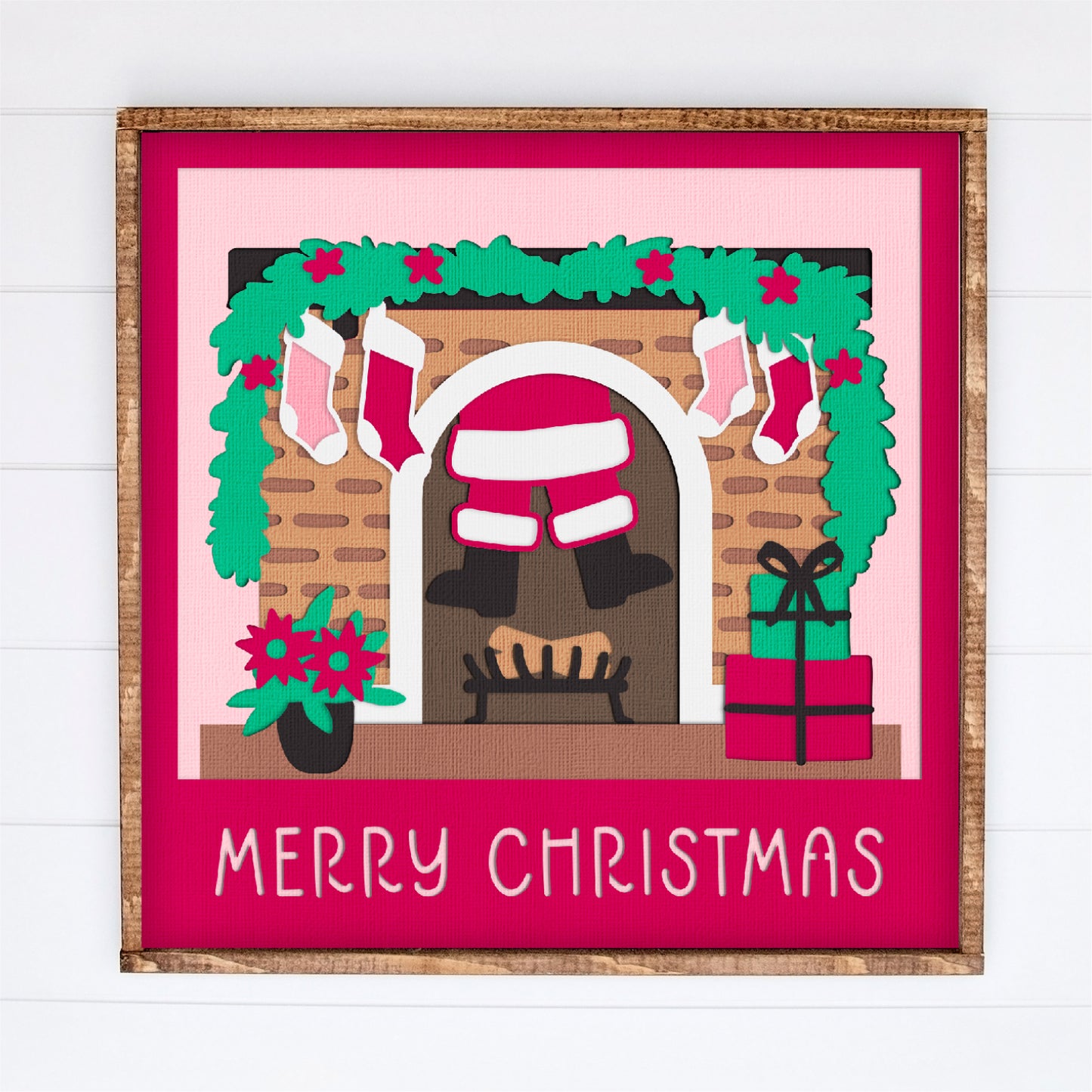 Santa Chimney Shadow Box - 3D Christmas Shadowbox SVG