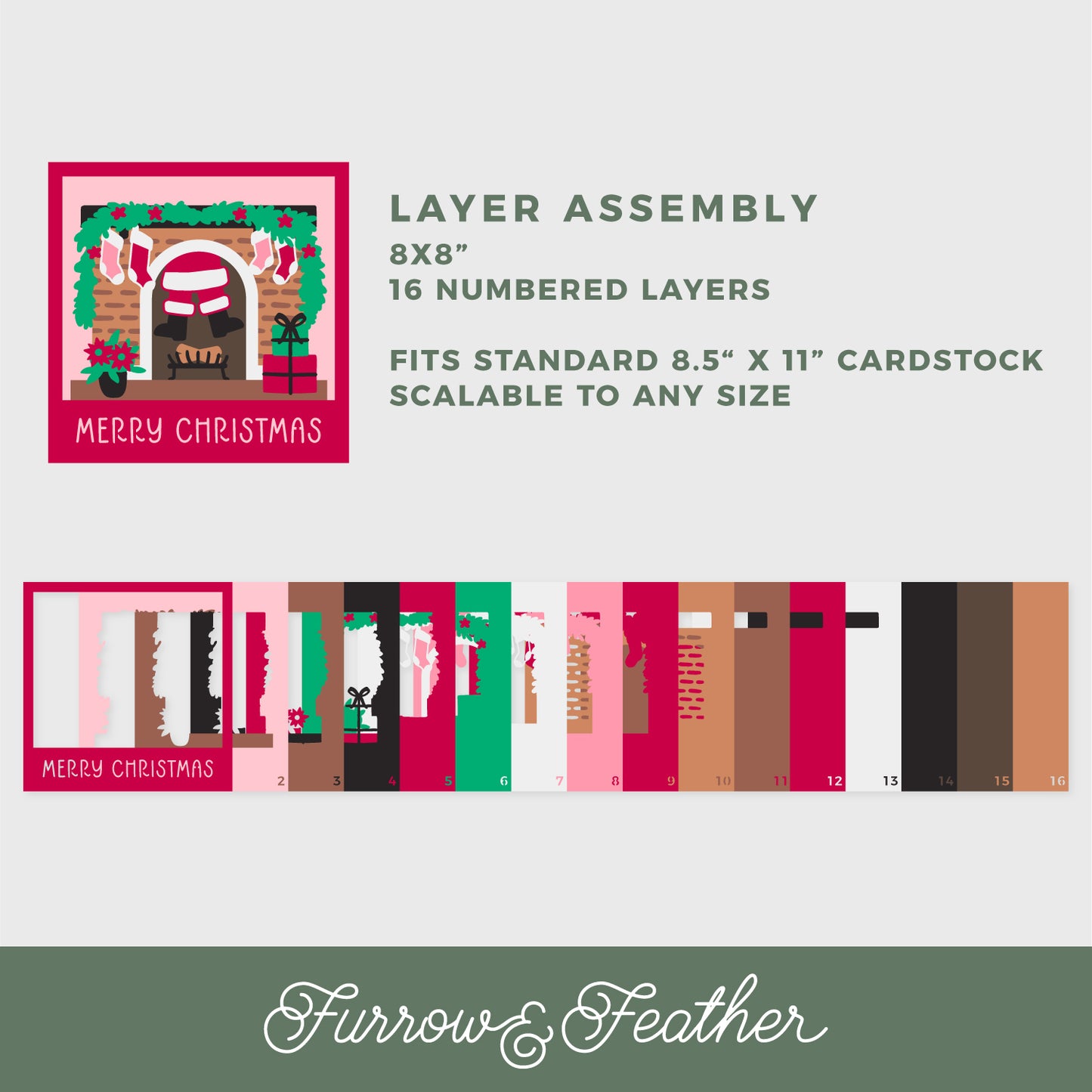 Santa Chimney Shadow Box - 3D Christmas Shadowbox SVG