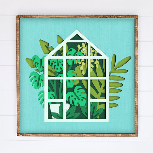 Simple Greenhouse Shadow Box - 3D Shadowbox SVG