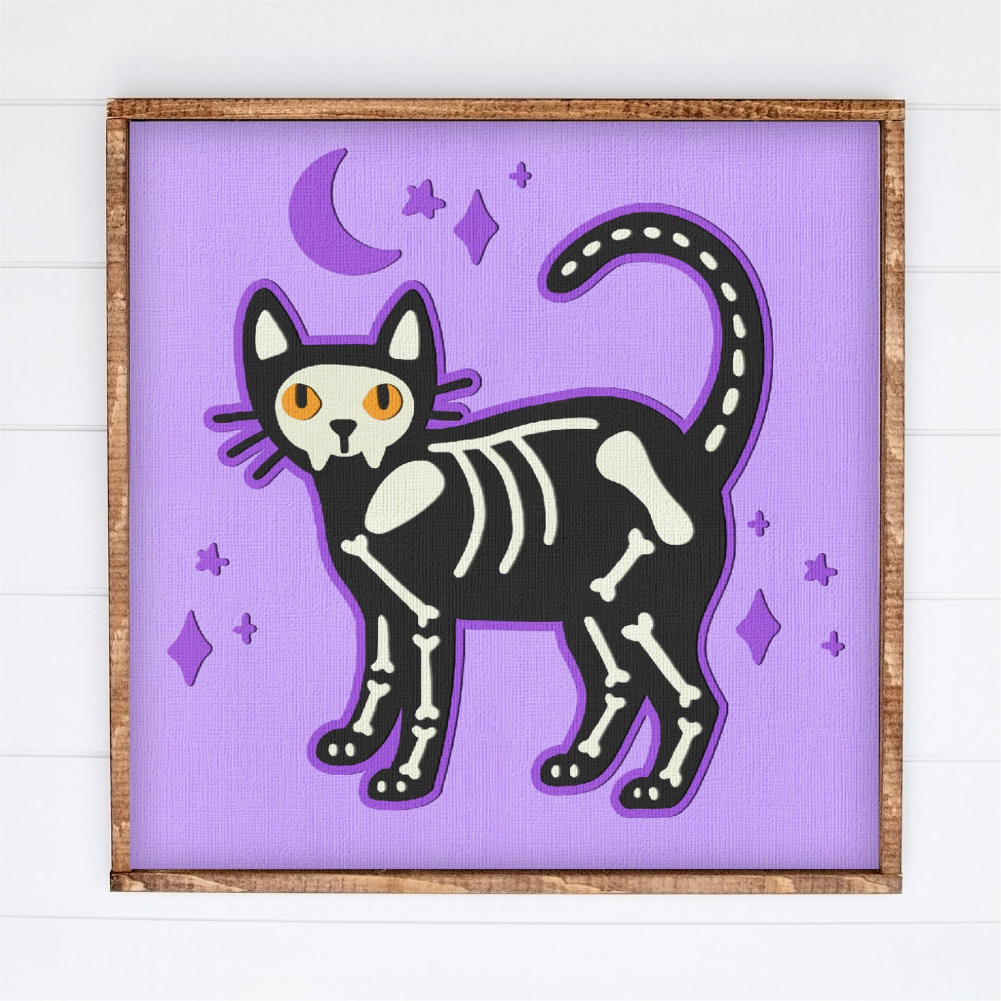 Skeleton Kitty Shadow Box - 3D Halloween Shadowbox SVG