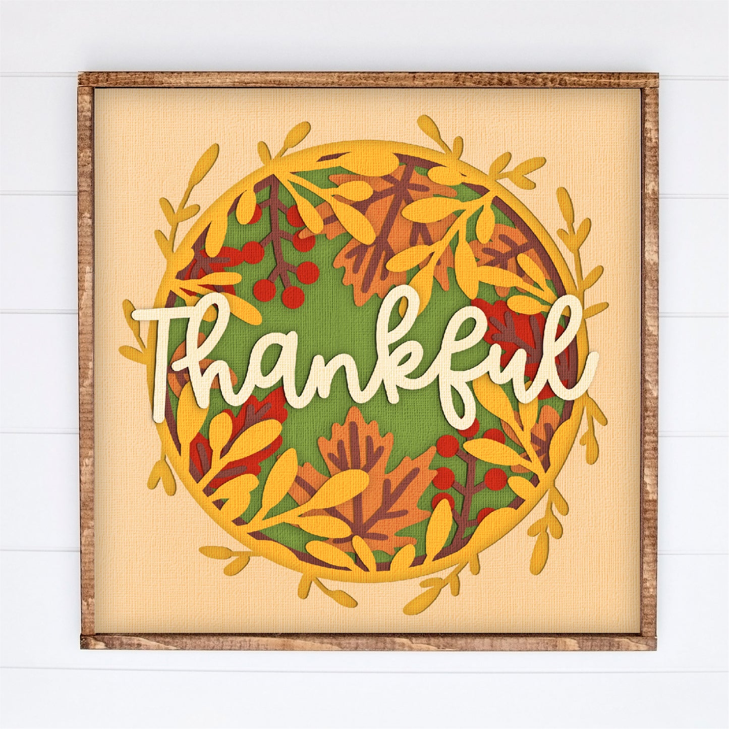 Thankful Thanksgiving Shadow Box - 3D Thanksgiving Shadowbox SVG