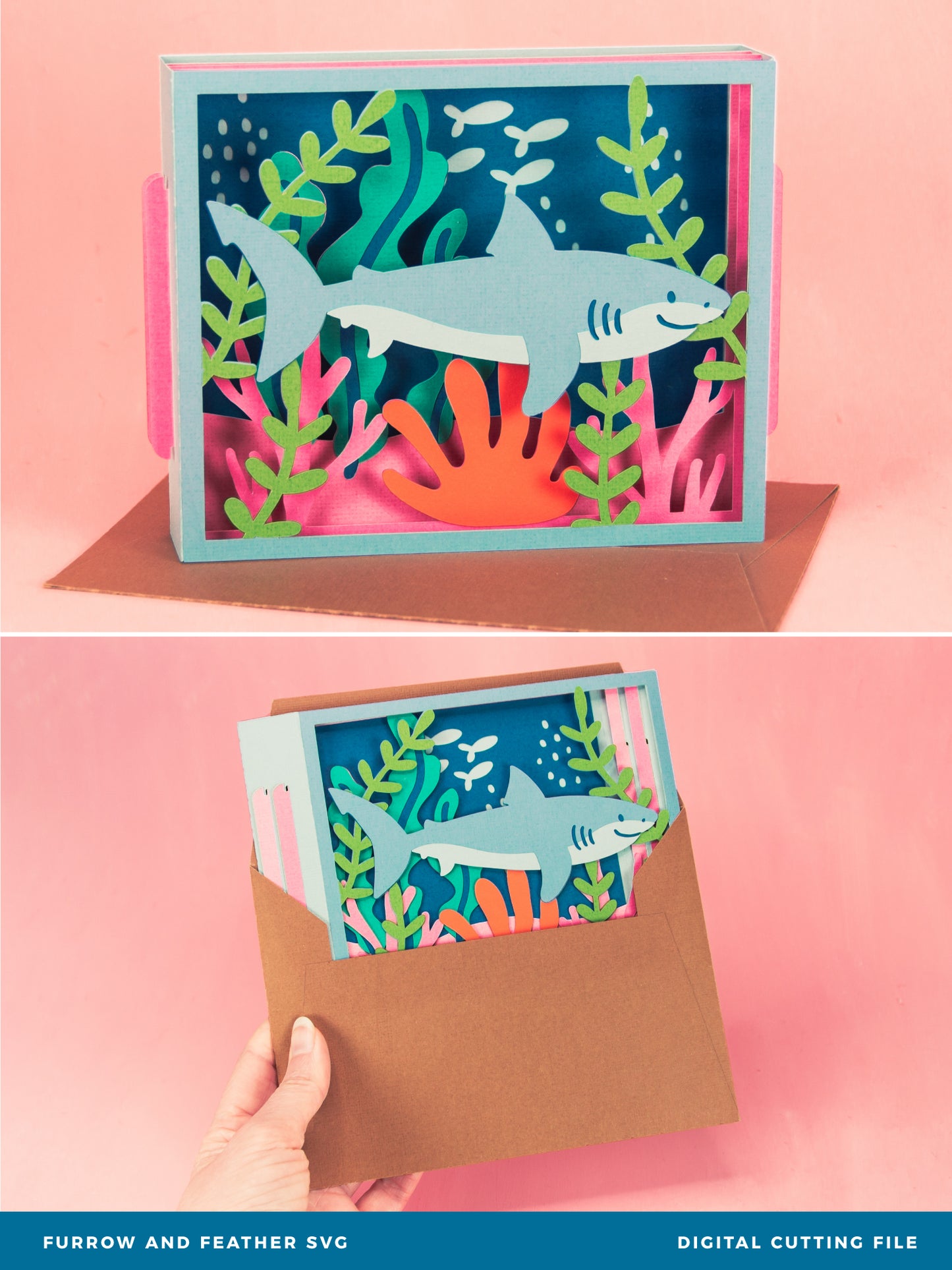 Ocean Shark Card - 3D Any Occasion Card SVG