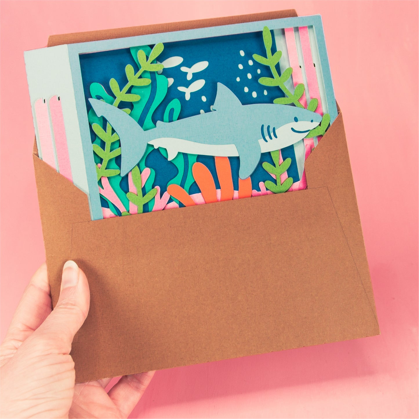 Ocean Shark Card - 3D Any Occasion Card SVG