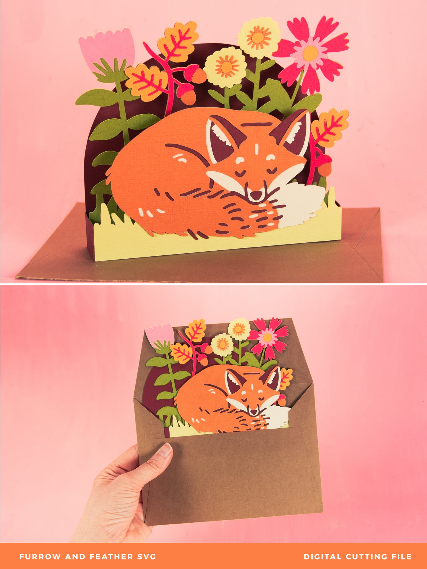 Sleeping Fox Card - 3D Card SVG