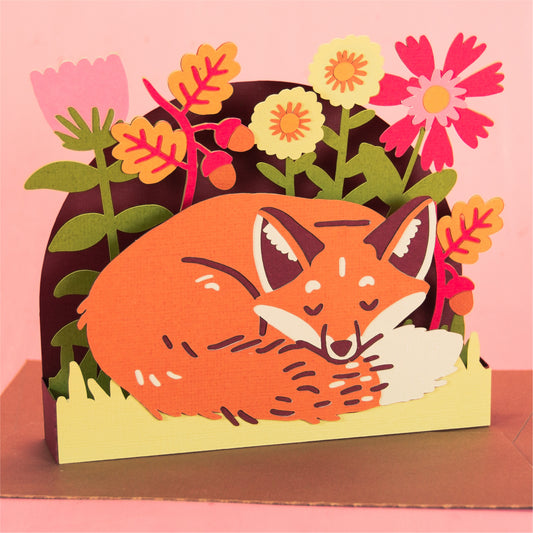 Sleeping Fox Card - 3D Card SVG