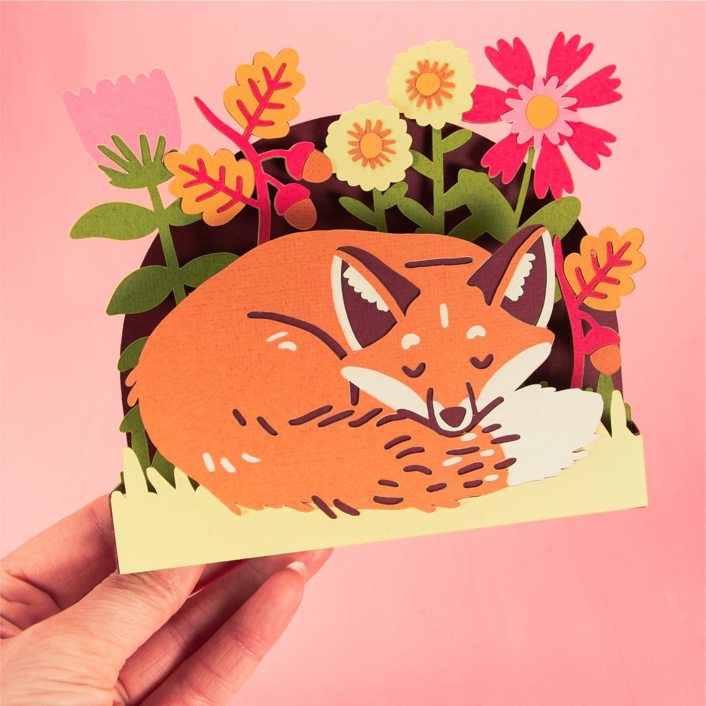 Sleeping Fox Card - 3D Card SVG