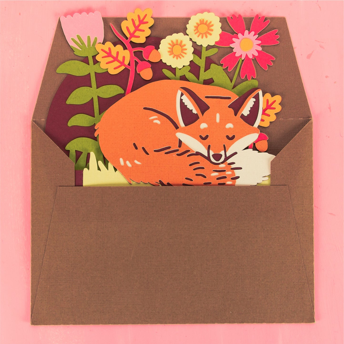 Sleeping Fox Card - 3D Card SVG