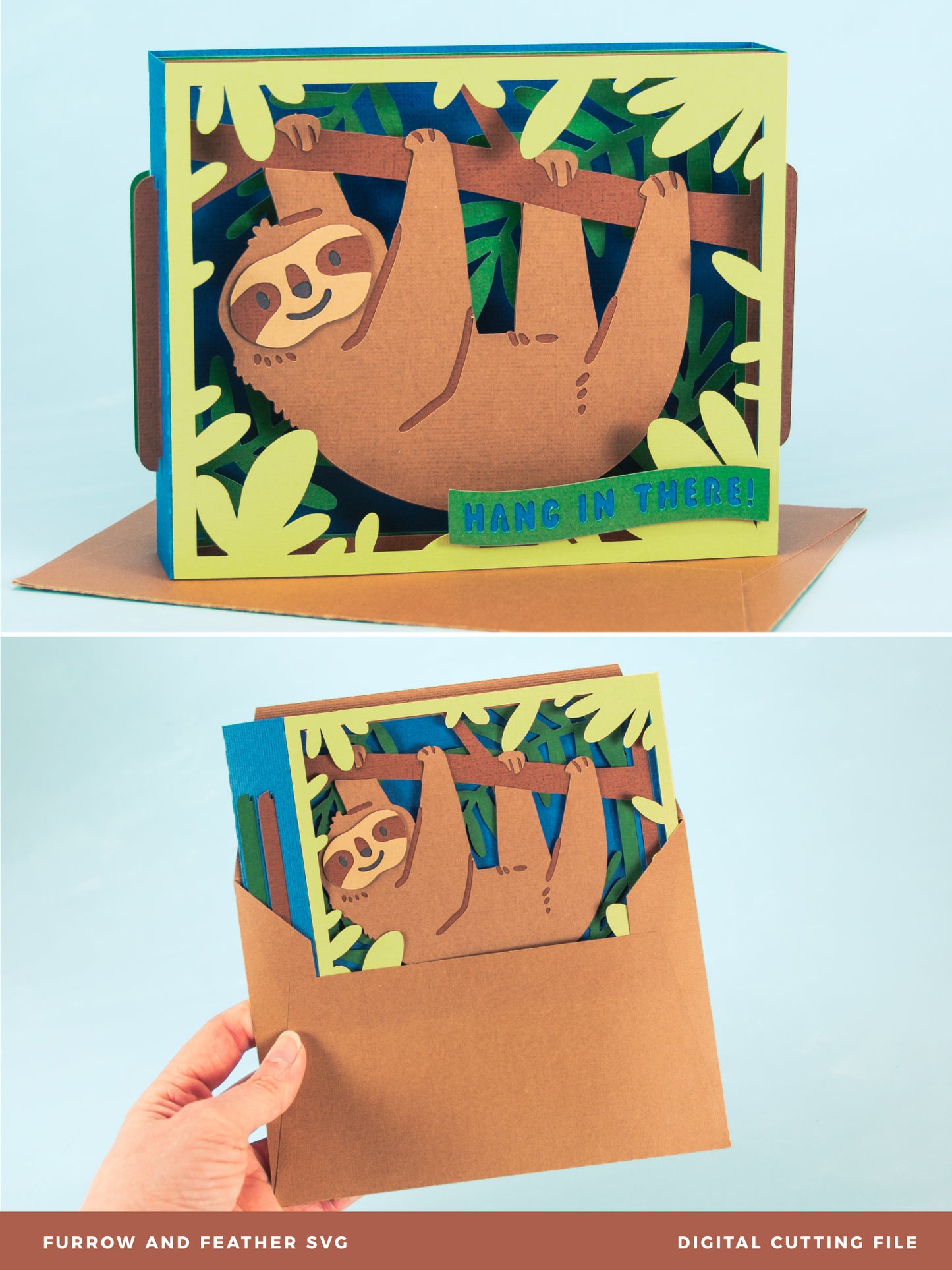 Sloth Card - 3D Sympathy Card SVG