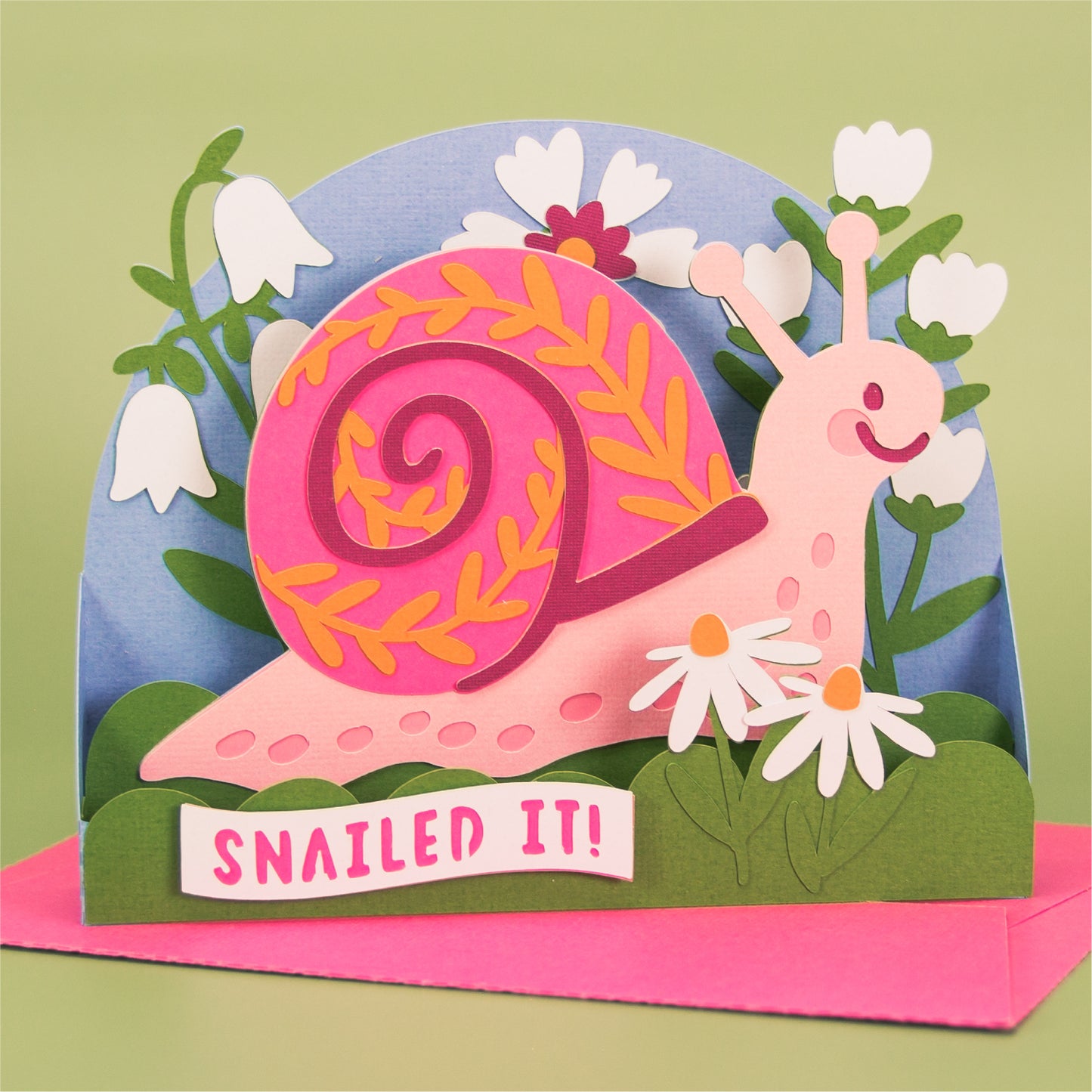 Snail with Flowers Card - 3D Card SVG