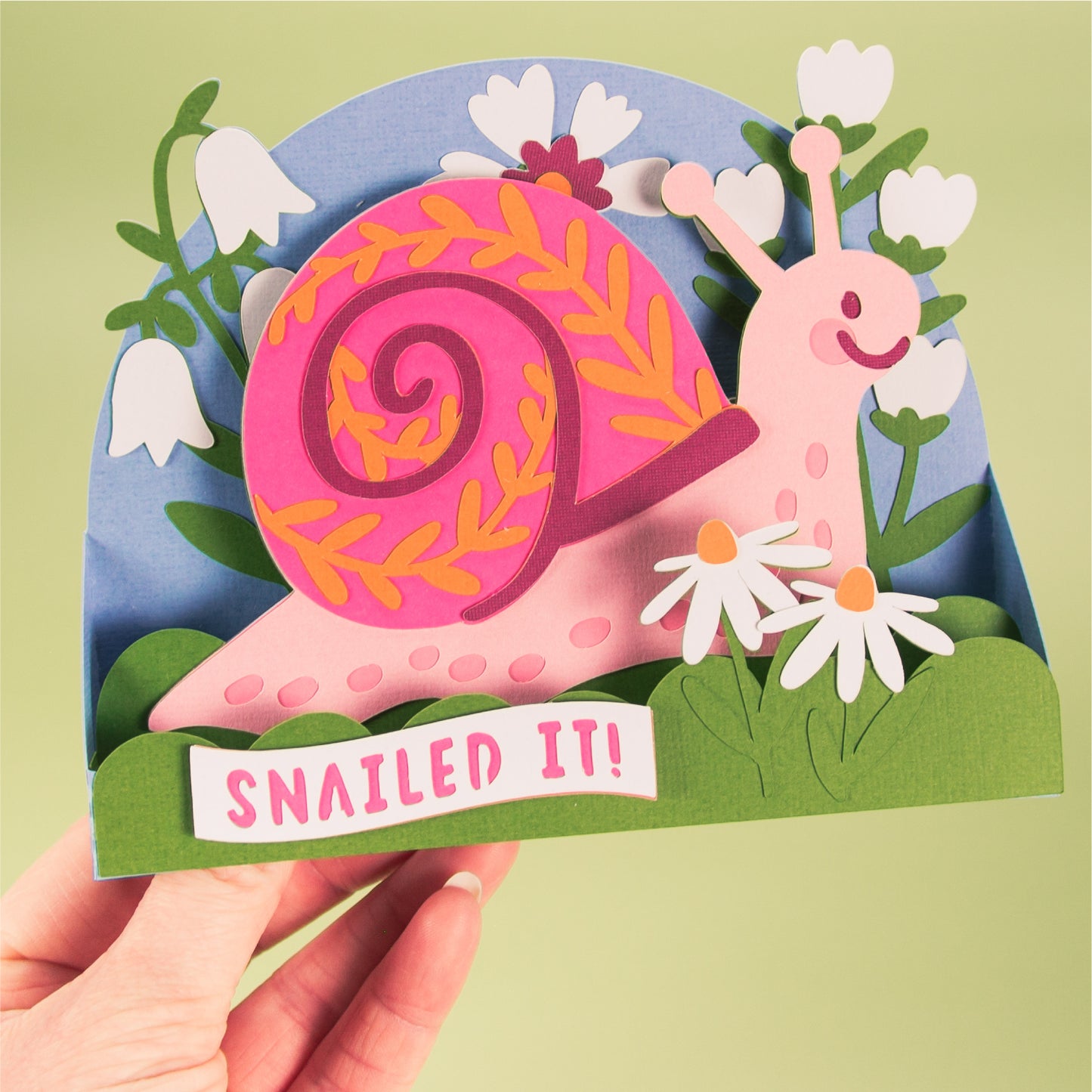 Snail with Flowers Card - 3D Card SVG