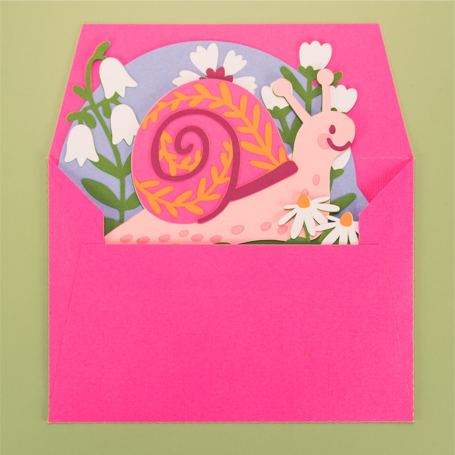 Snail with Flowers Card - 3D Card SVG