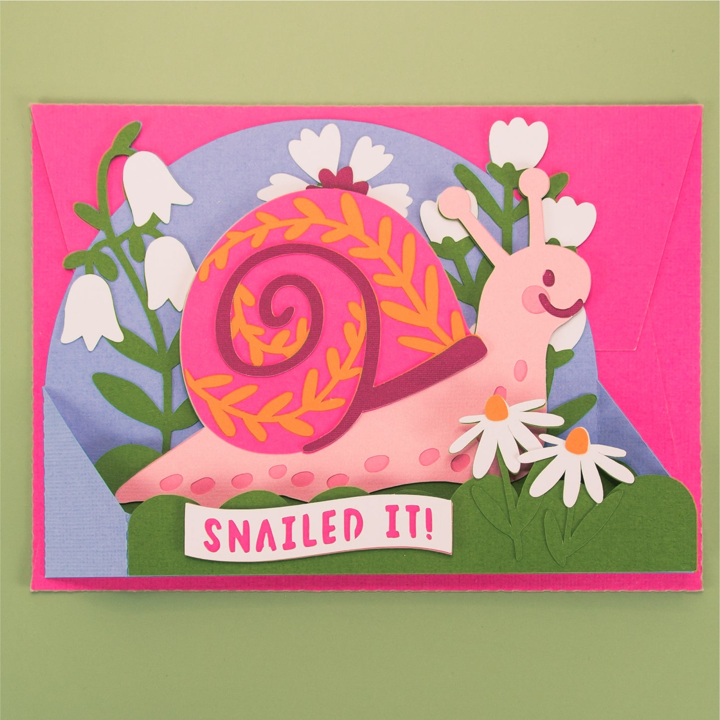 Snail with Flowers Card - 3D Card SVG