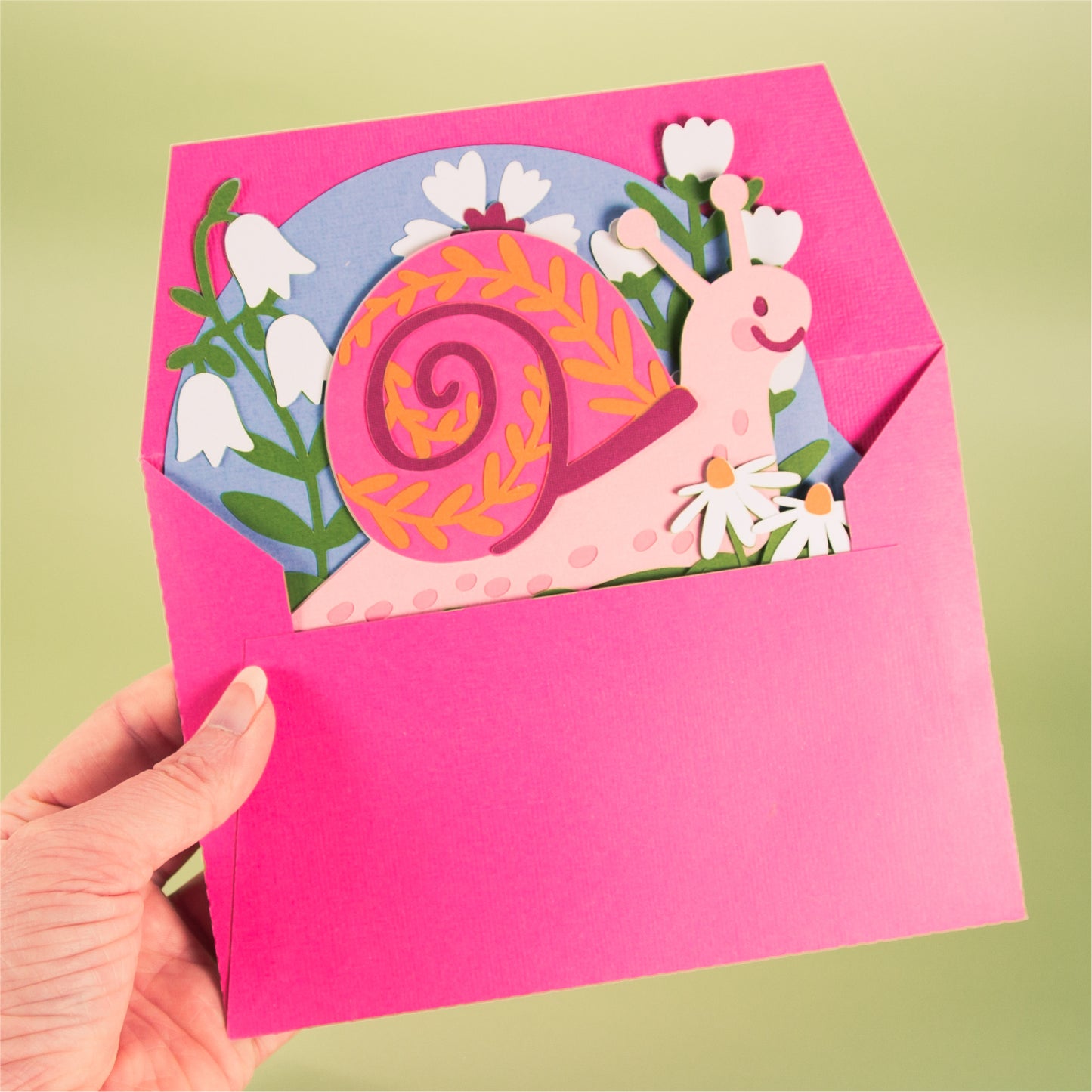 Snail with Flowers Card - 3D Card SVG