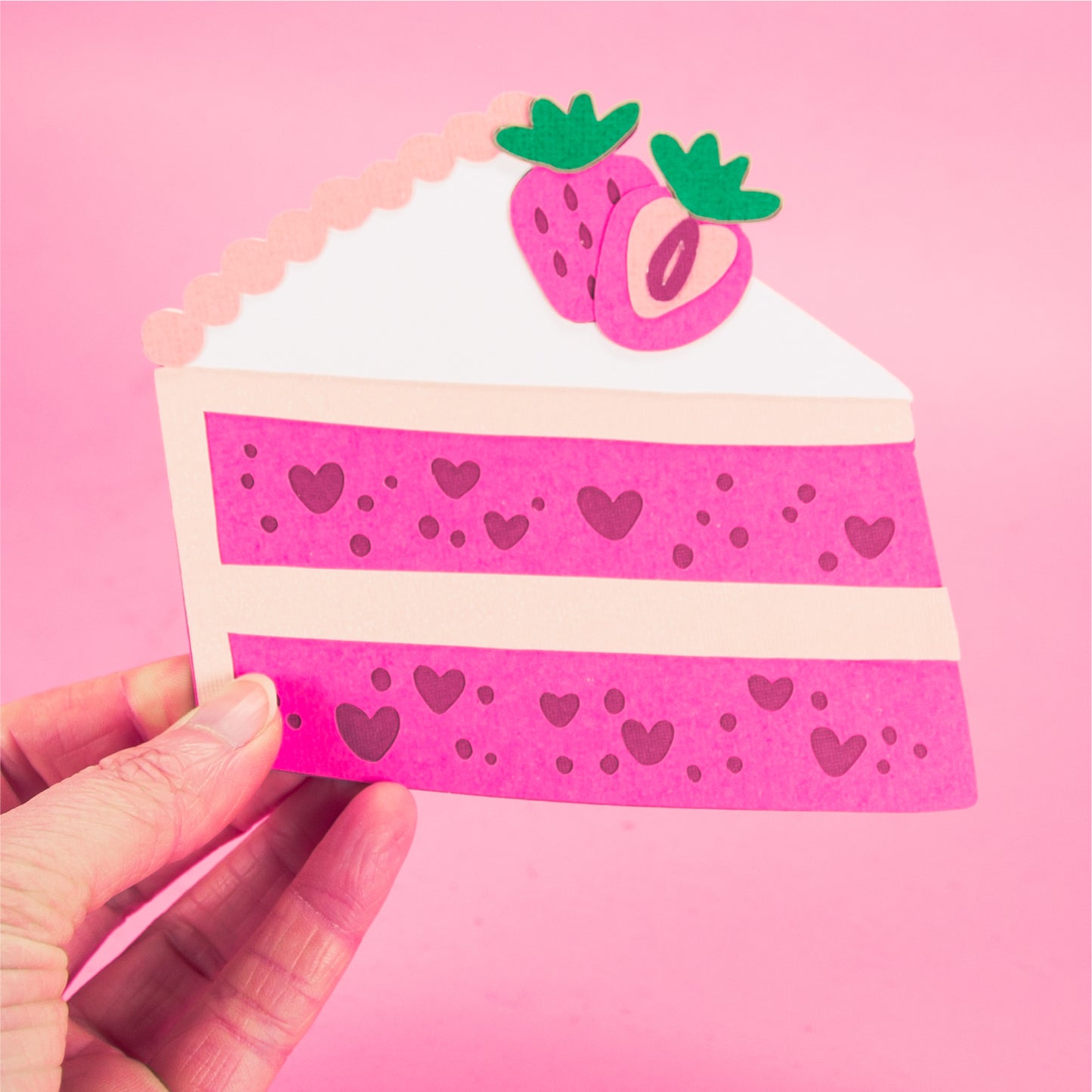 Strawberry Cake Slice Card SVG - Bifold Birthday Card