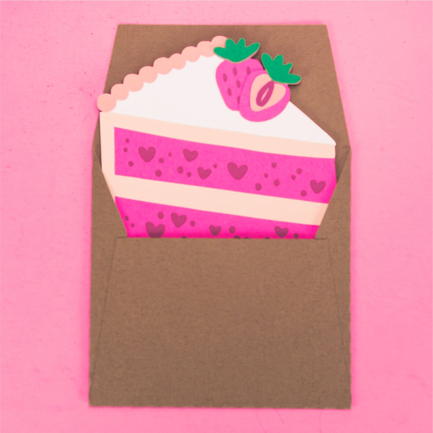 Strawberry Cake Slice Card SVG - Bifold Birthday Card