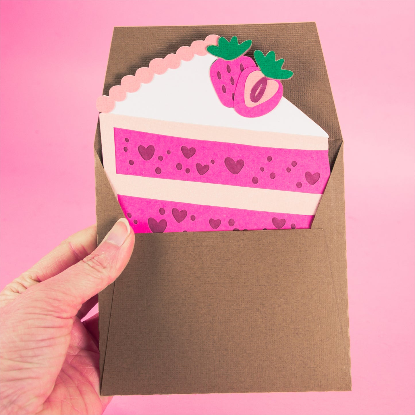 Strawberry Cake Slice Card SVG - Bifold Birthday Card