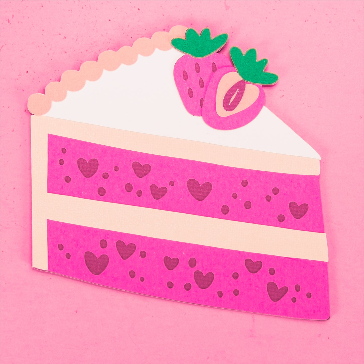 Strawberry Cake Slice Card SVG - Bifold Birthday Card