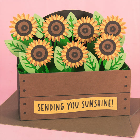 Sunflower Garden Bed Card - 3D Card SVG