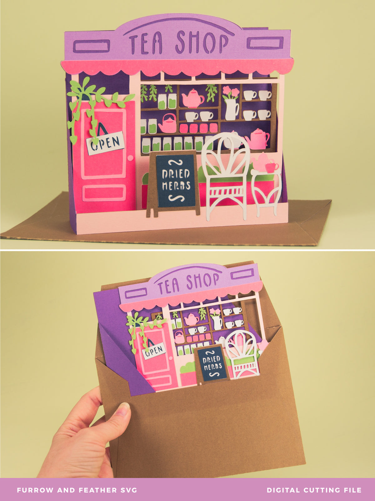 Tea Shop Card - 3D Get Well Soon Card SVG