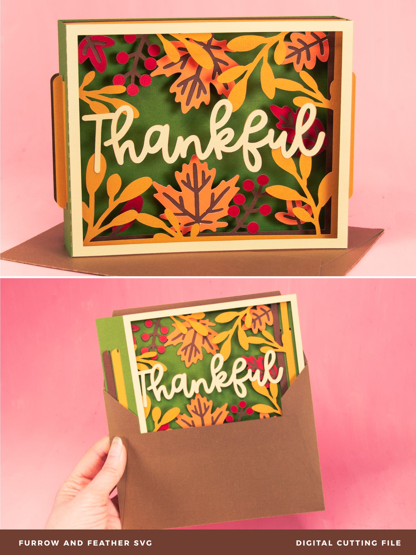 Thankful Layered Card - 3D Thanksgiving Card SVG