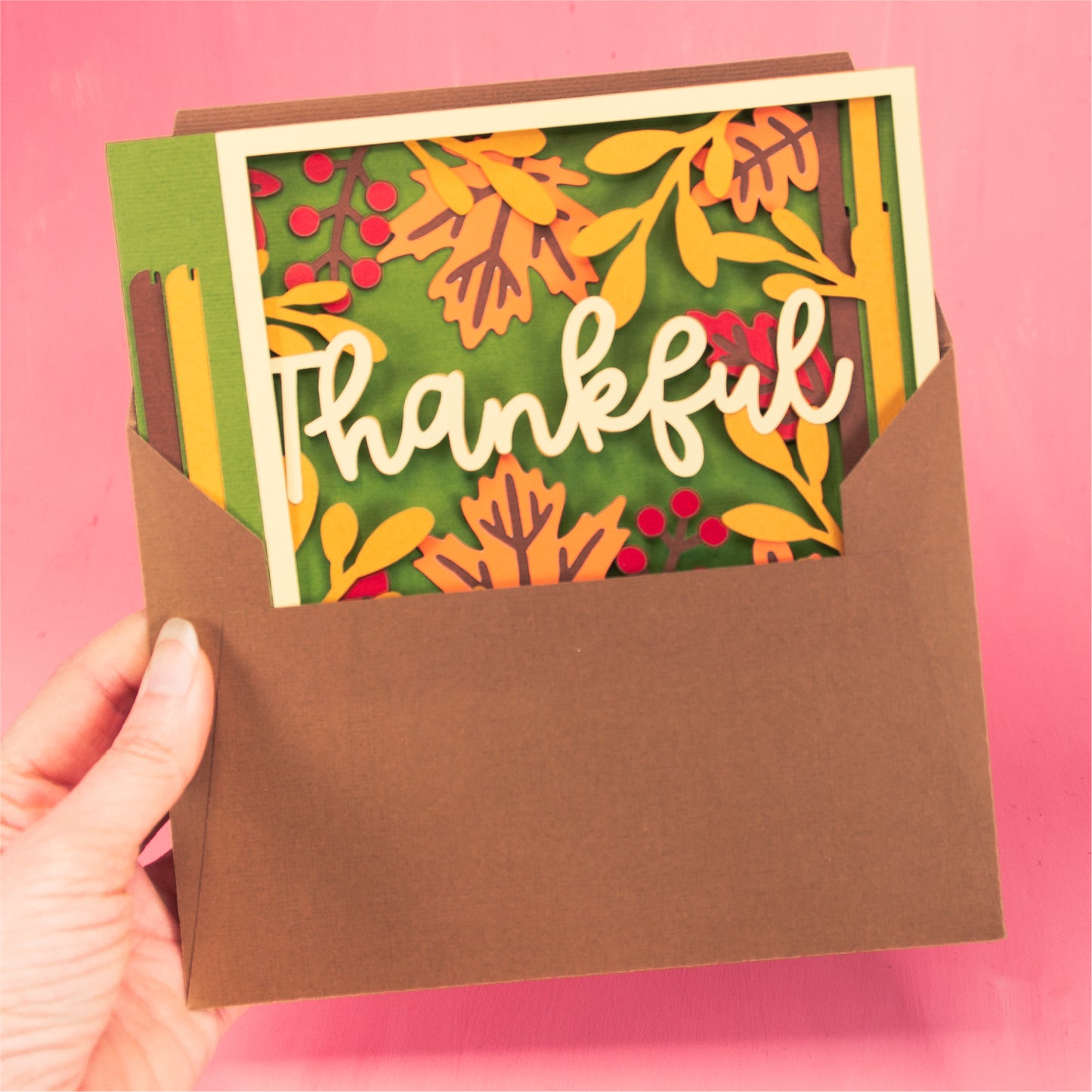 Thankful Layered Card - 3D Thanksgiving Card SVG